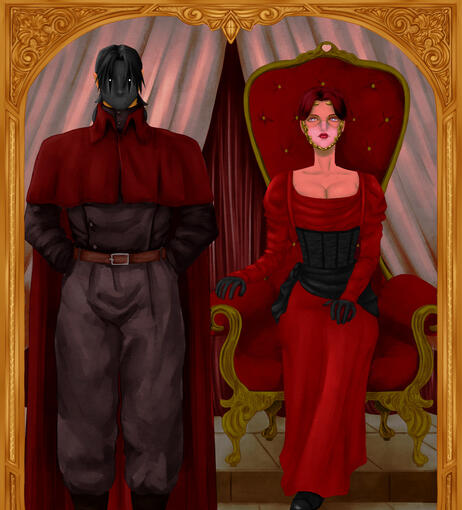 Framed painting of Moon Hunters OCs Naranni and Zev Framed painting of Moon Hunters OCs Naranni and Zev