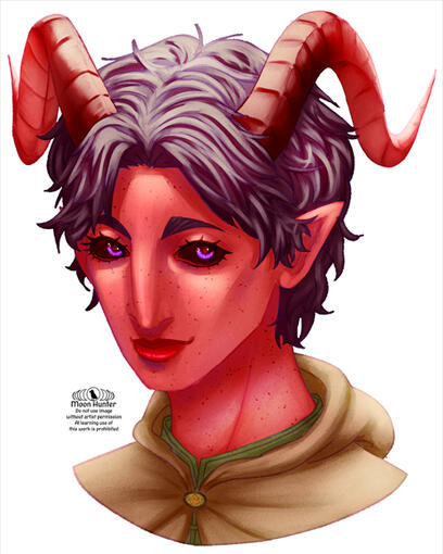 Druid Tiefling Headshot Sketch Druid Tiefling Headshot Sketch