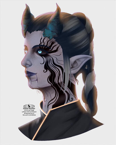 Moon Hunter's BG3 Durge Sorcerer Tav Headshot Sketch